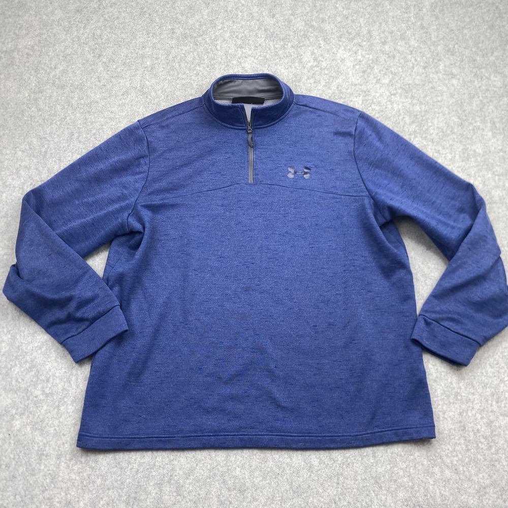 Under Armour Sweatshirt Mens XL Blue ColdGear 1/4 Zip Fleece Pullover Loose Fit